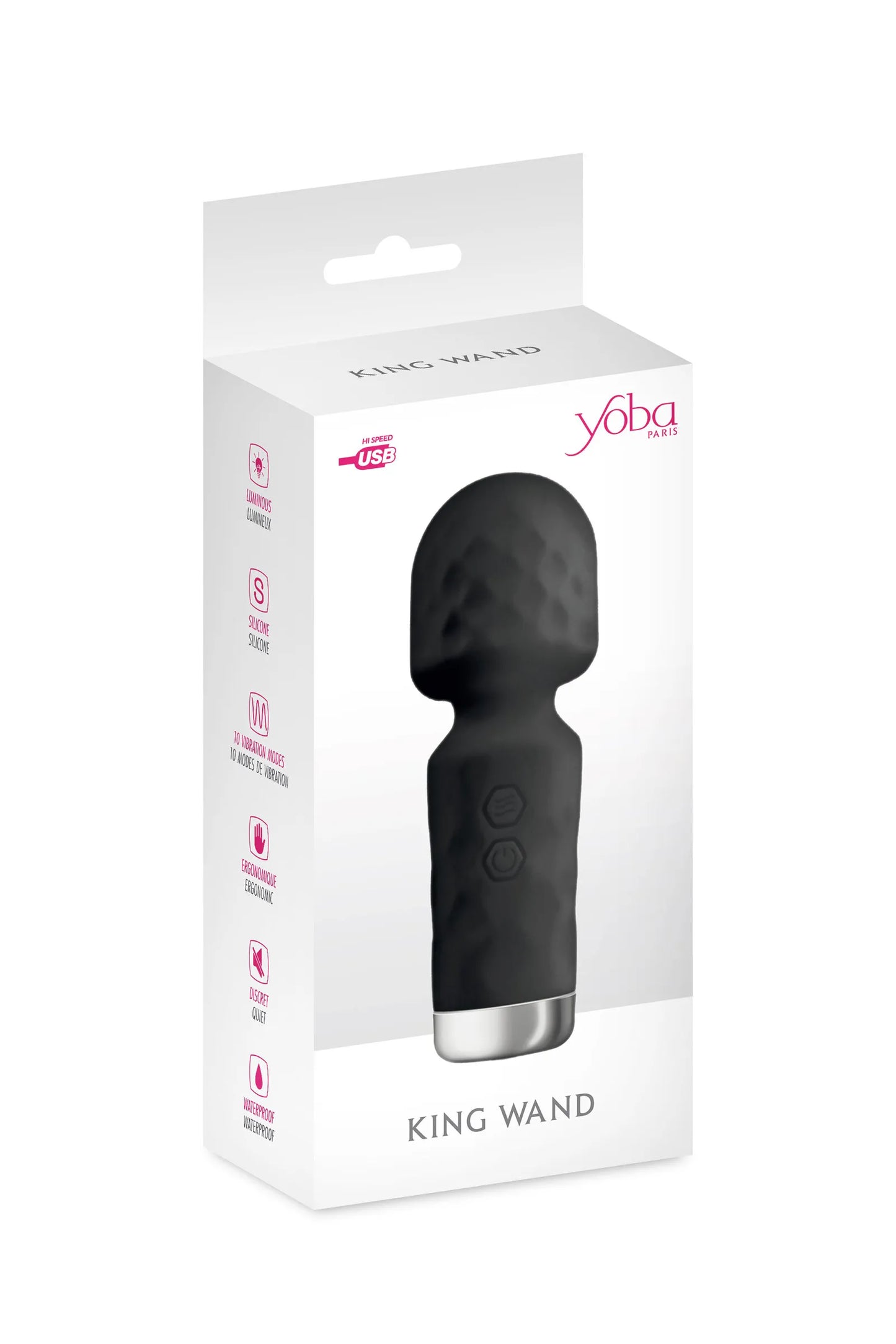 King Wand Noir Mini Vibromasseur en silicone