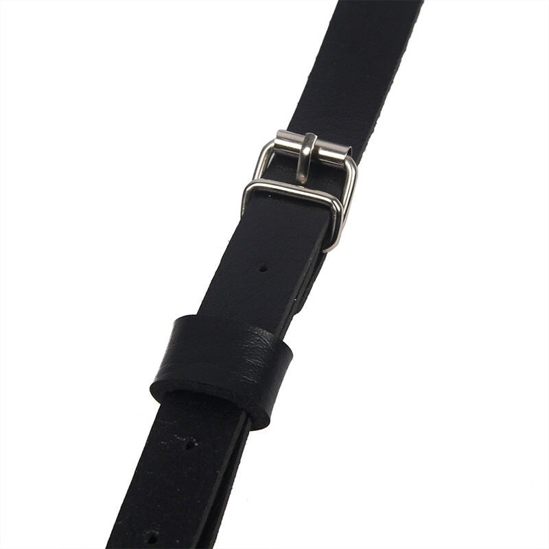 Harnais poitrine anneau en cuir noir taille unique